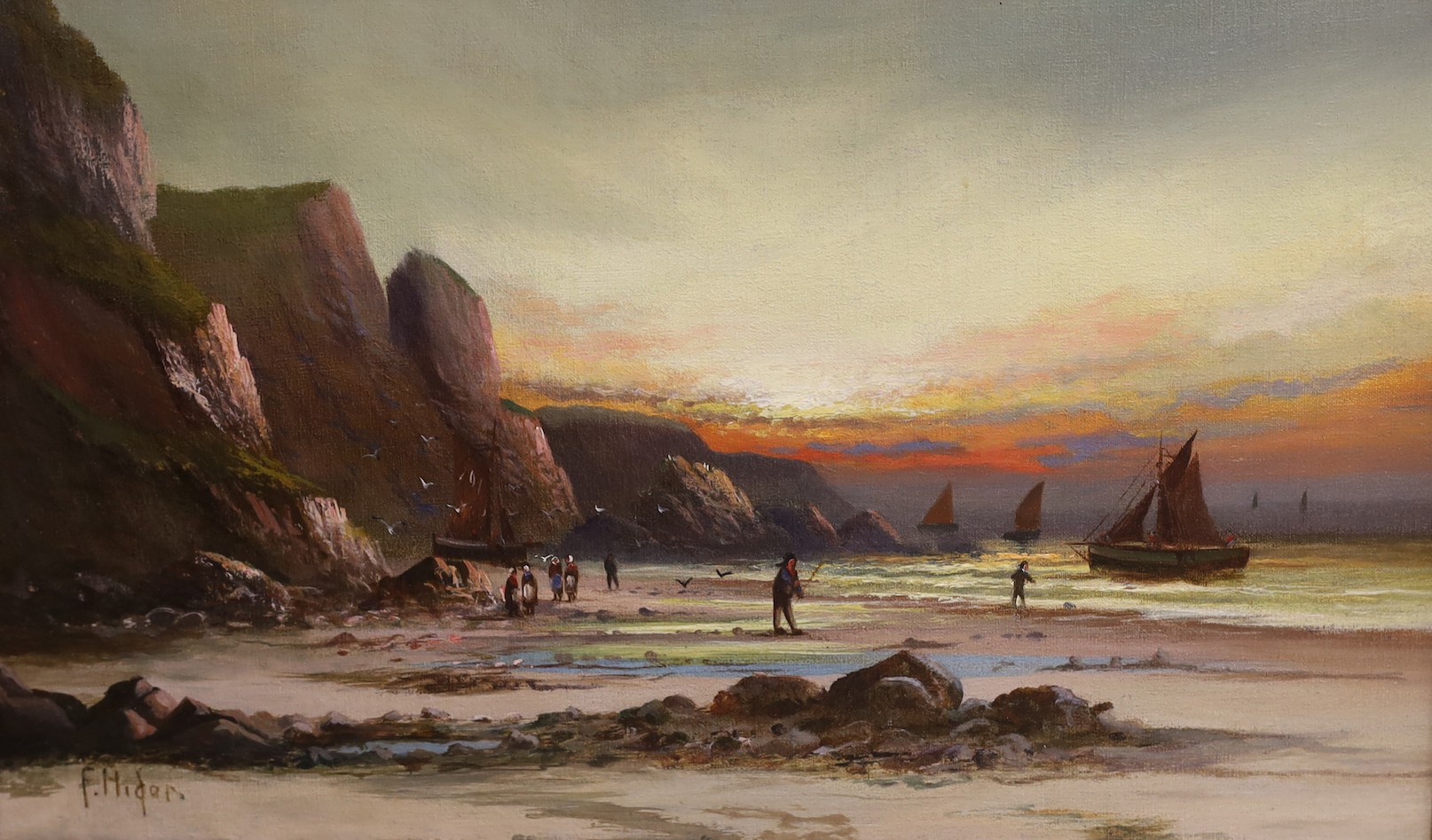 Frank Hyder (1861-1933), oil on canvas, 'Coming in with the tide', c.1900, signed, 29 x 49cm
